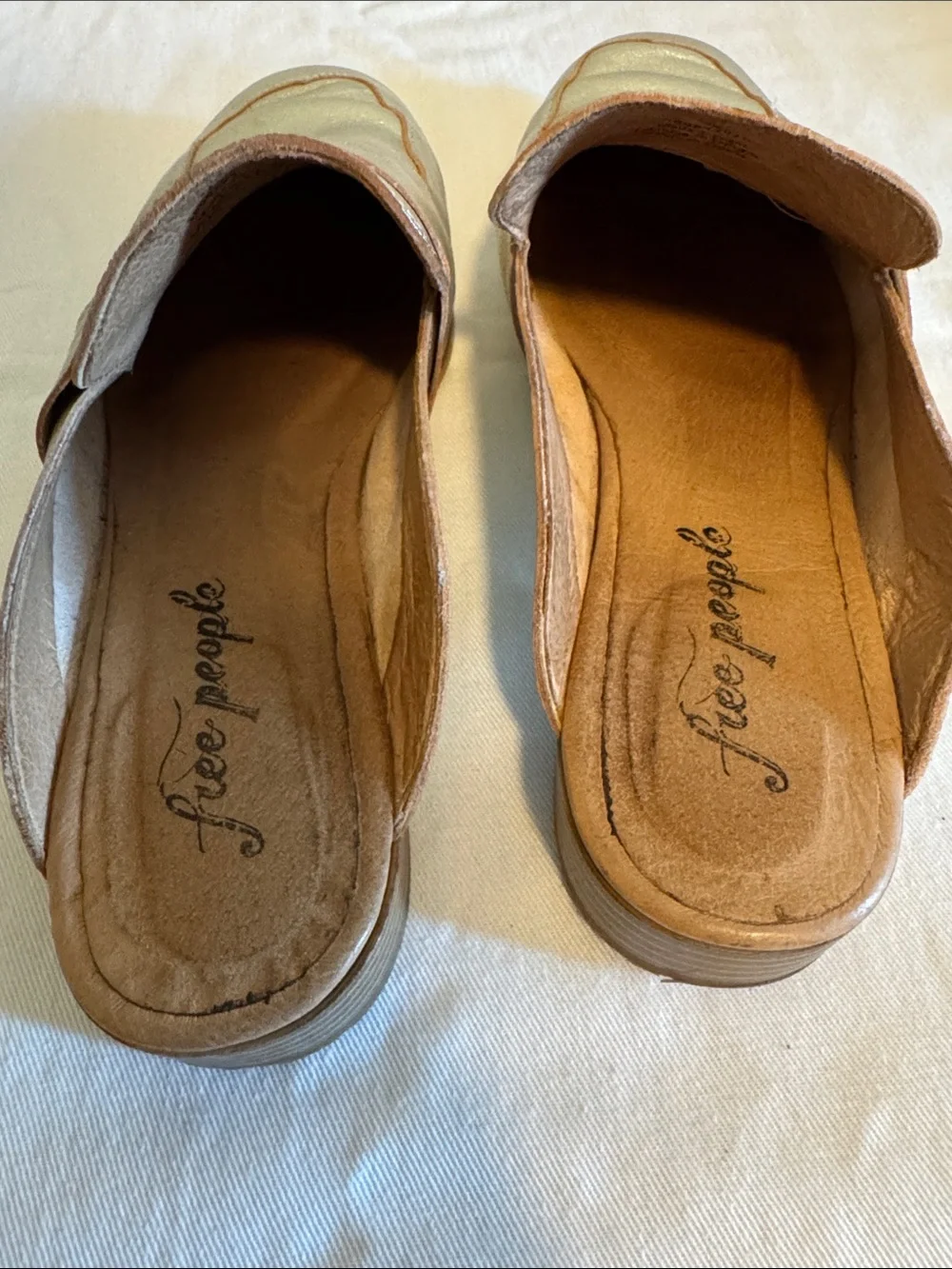 Free People gold metallic slip on loafers